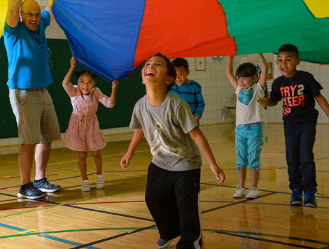 students in physical education class